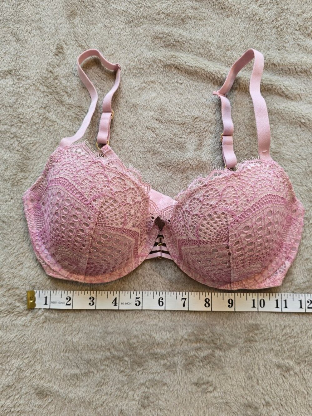 La Senza DIVA Demi Bra Pink Lace 34D Vintage Style 36010621